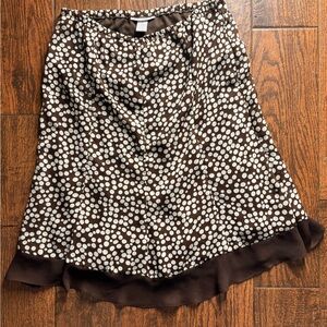 dressbarn Brown and White A-Line Skirt